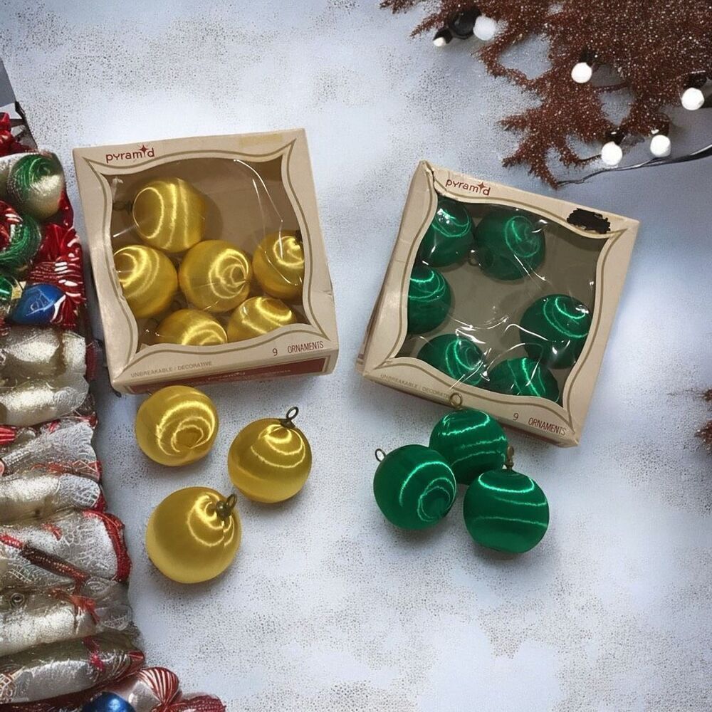 Vintage Pyramid Satin Sheen Christmas Ornaments